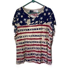 Natural Reflections Off White American Patriotic Colors Short Sleeve Top Size 1X